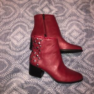 dark red stud boots